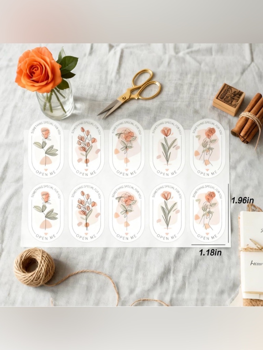 Peach Floral Sticker Sheet - 'Something Special For You' 100 Pcs - Picture 3 of 4